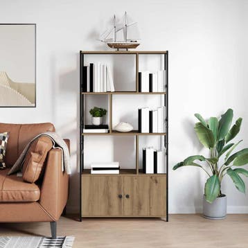 vidaXL Boekenkast 80 x 30 x 155,5 cm Bewerkt hout Artisan, Huis en Inrichting, Minder dan 50 cm, Verzenden, Nieuw, 150 tot 200 cm