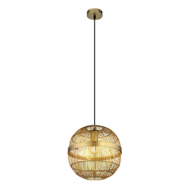 Hanglamp HERMI II 30.0 cm 1-lichts Messing, Huis en Inrichting, Lampen | Hanglampen, Nieuw, Metaal, 75 cm of meer, Ophalen of Verzenden