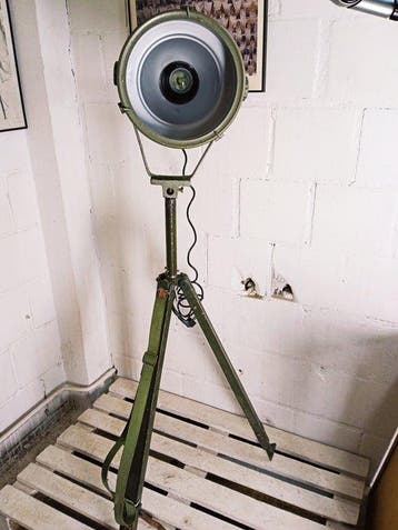 Statief vloerlamp - Militaire lamp op statief - Metaal, Hout