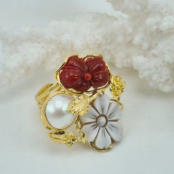 Koraal - Zilver - Ring - CORALLO MEDITERRANEO
