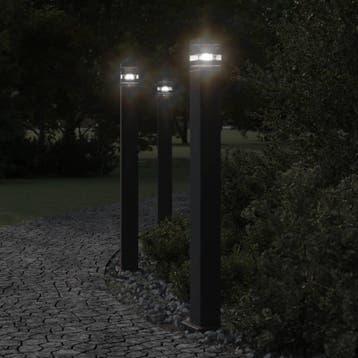 vidaXL Buitenvloerlampen 3 st met stopcontact 110 cm, Verzenden, Nieuw, Aluminium, Vloerlamp