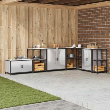 vidaXL Keukenopslag Kast HATTEM Zilverkleurig 90 x 50 x 53, Verzenden, Nieuw, Zilver