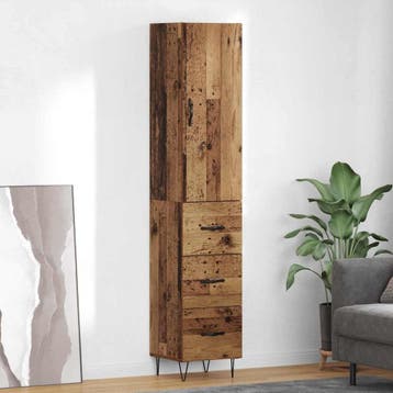 vidaXL Highboard Oud Hout 34,5 x 34 x 90 cm Bewerkt hout, Minder dan 50 cm, Verzenden, Nieuw, Minder dan 100 cm