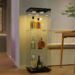 Glazen Vitrinekast met LED – 3-Laags Zwarte Displaykast, Huis en Inrichting, Kasten | Vitrinekasten, Verzenden, Nieuw