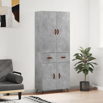 vidaXL buffetkast 69,5x34x180 cm bewerkt hout betongrijs, Verzenden, Nieuw, 50 tot 100 cm, Minder dan 100 cm