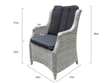 Darwin dining tuinstoel wit-grijs, Tuin en Terras, Ophalen of Verzenden, Nieuw, Wicker
