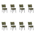 Set van 8 Leren eetkamerstoelen Rondo - Toledo Olive, Ophalen of Verzenden, Nieuw, Leer, Vijf, Zes of meer stoelen