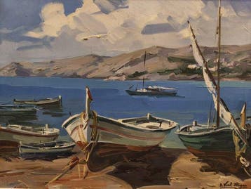 Eduardo Vial Hugas (1910–1999) - Barcas en la costa de