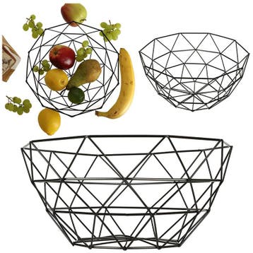 Ikonka Aluminium Fruitschaal 26 cm Zwart – Ronde Fruitmand –, Ophalen of Verzenden, Nieuw