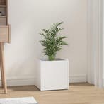 vidaXL Plantenbak 40x40x40 cm bewerkt hout hoogglans wit, Tuin en Terras, Bloembakken en Plantenbakken, Verzenden, Minder dan 60 cm