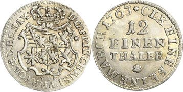 1/12 taler, daalder (doppelgroschen) 1763, Sachsen-kurlin..., Verzenden