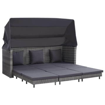 vidaXL Slaapbank met luifel 3-zits verlengbaar poly rattan, Verzenden, Nieuw