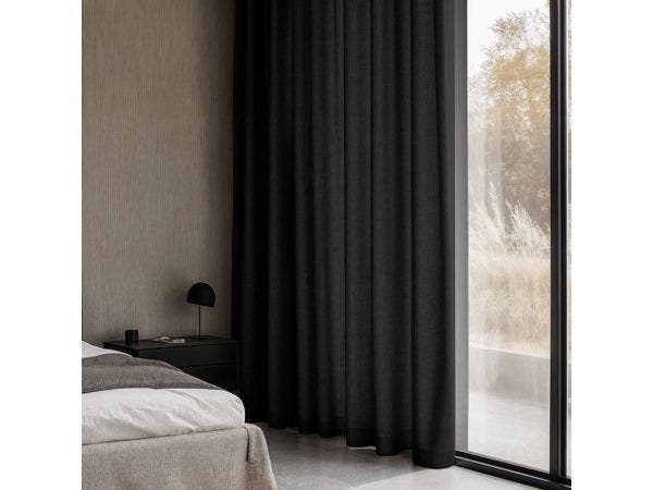 Veiling - Fresh & Co Gordijnen met Linnen look 300cm zwart, Huis en Inrichting, Stoffering | Gordijnen en Lamellen