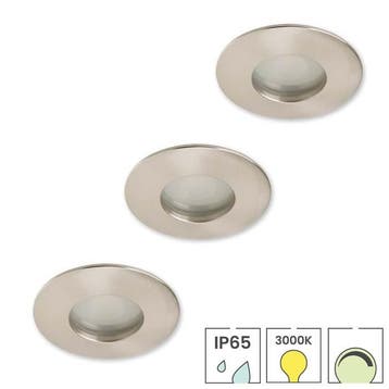 Set van 3 badkamer inbouwspots nikkel + LED spots GU10, Verzenden, Nieuw, Overige typen