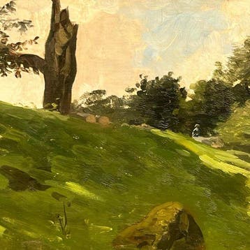 Franse school (XIX) - Paysage portant une mention