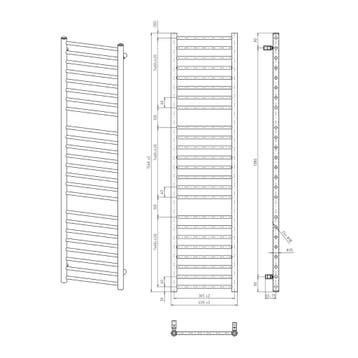 Handdoekradiator Sapho Dina Recht 40x156 cm Metallic, Ophalen of Verzenden, Nieuw