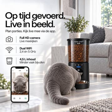 Happy Things® SmartBite Automatische Voerbak Kat met Camera, Ophalen of Verzenden, Zo goed als nieuw