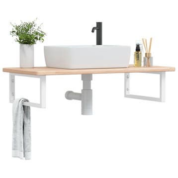 vidaXL Badkamer wandschap staal en massief eikenhout, Verzenden, Nieuw
