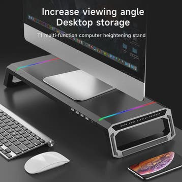 Monitorstandaard met USB 3.0 Hub en RGB Verlichting - Opklap, Verzenden, Nieuw