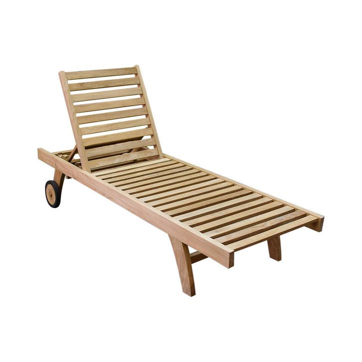 Fania ligbed 200x65xH35 cm teak verstelbaar, Tuin en Terras, Ligbedden, Nieuw, Ophalen of Verzenden