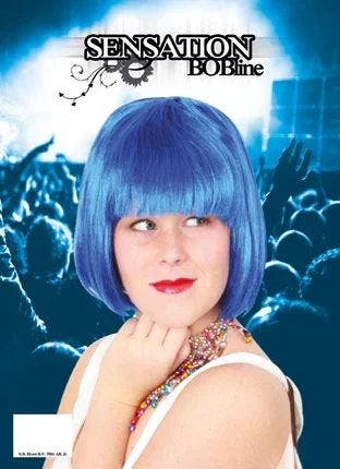 Bobline pruik blauw, Verzenden, Nieuw