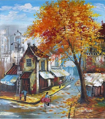 Hung R - La danse des feuilles 90 80 cm - No Reserve