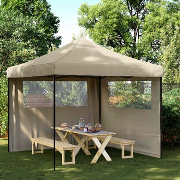 vidaXL Partytent 292 x 292 x 315 cm Taupe Oxford Stof, Verzenden, Nieuw, Partytent