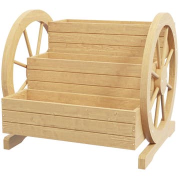 Hoogbed, 3 Lagen, Wagenwieldecor, Natuurhout, 62 X 61 X 57 C, Verzenden
