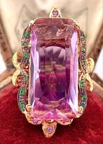 Zonder minimumprijs - Ring - 9 kt. Roségoud, Zilver Smaragd, Nieuw