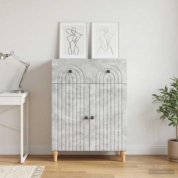 vidaXL Dressoir Betongrijs 66 x 34,5 x 90 cm Bewerkt hout, Verzenden, Nieuw, Overige houtsoorten, Minder dan 50 cm