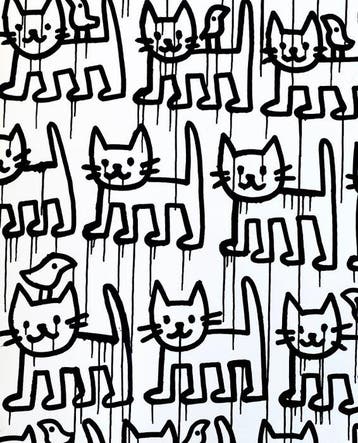 Roger Haus - Cats & Birds III - XL, Antiek en Kunst