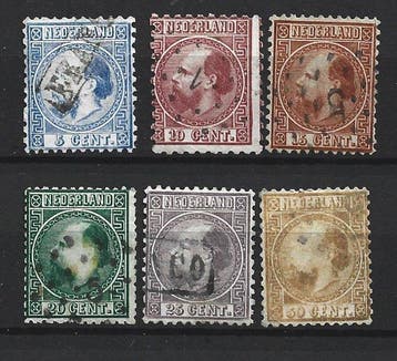 Nederland 1867/1868 - Koning Willem III - NVPH 7-12, Postzegels en Munten, Postzegels | Nederland, Gestempeld