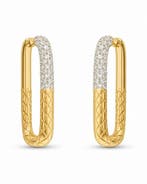 Huggie oorbellen - 14 karaat Geel goud - 1.05ct. tw. Diamant, Sieraden, Tassen en Uiterlijk, Antieke sieraden