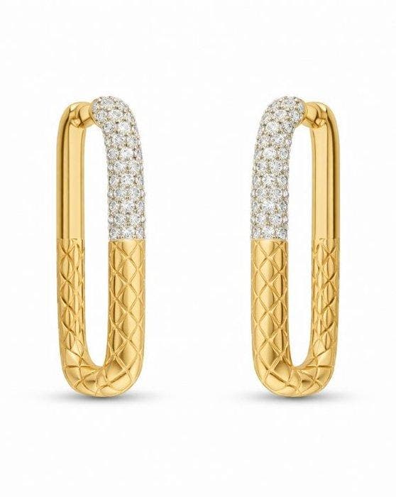 Huggie oorbellen - 14 karaat Geel goud - 1.05ct. tw. Diamant, Sieraden, Tassen en Uiterlijk, Antieke sieraden