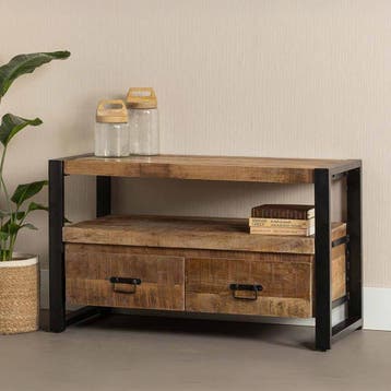 Tv-meubel Mangohout Britt 2 Lades 120, Verzenden, Nieuw, Overige houtsoorten, Industriële meubels
