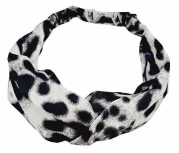 Haarband Twist 5cm – Panterprint – Gladde Stof – Grijs Zwart, Nieuw