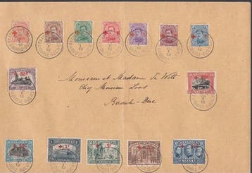 België 1918 - Rode Kruis - OBP : 150/163 op 1 brief van en, Postzegels en Munten, Postzegels | Europa | België, Gestempeld