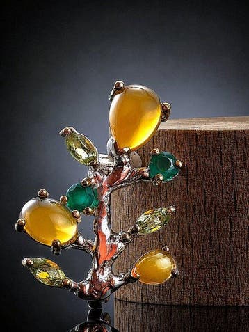 Opaal - Zilver - Broche - Natuurlijke elegantie