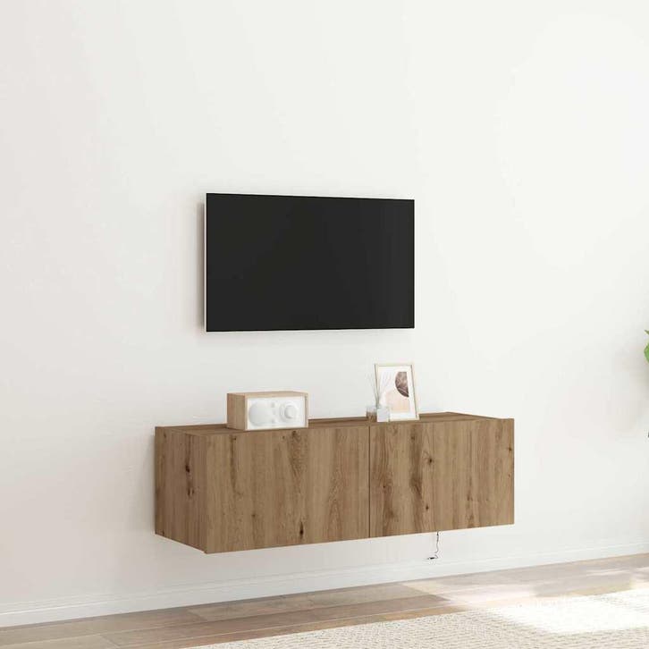 vidaXL TV Wandkast met LED Artisan Eiken 100 x 35 x 31 cm, Huis en Inrichting, Kasten | Televisiemeubels, Nieuw, Minder dan 50 cm