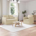 vidaXL Bankstel 2 pcs Crèmekleurig 136 x 82 x 85 cm Stof, Huis en Inrichting, Banken | Bankstellen, Verzenden, Nieuw, Stof, Minder dan 150 cm