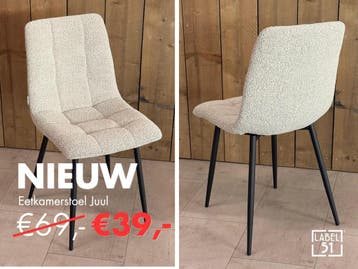 Eetkamerstoel Juul NIEUW voor €39,- p/st. van LABEL51, Ophalen, Wit, Nieuw, Stof