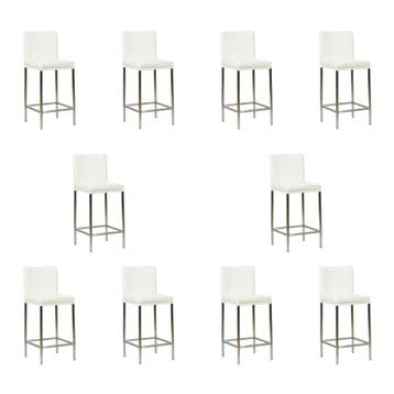 Set van 10 Leren barkrukken Break laag - Toledo Purewhite, Huis en Inrichting, Barkrukken, Ophalen of Verzenden, Nieuw, Leer