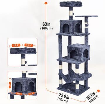 Katten Klimtoren XXL – 5 Verdiepingen, Krabpalen en Hangmat, Verzenden, Nieuw
