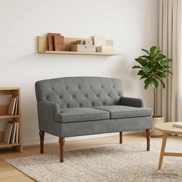 vidaXL Loungebank met knoopdetails Donkergrijs 111 x 65 x 79, Verzenden, Nieuw, Stof, Minder dan 150 cm