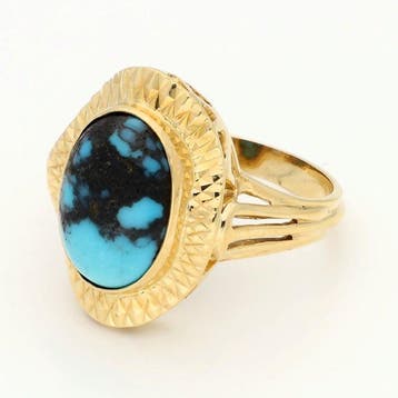Ring - 18 karaat Geel goud Turquoise, Nieuw