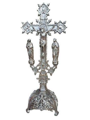 Jugendstil Crucifix - Metaal - 1920-1930 - Zilverkleurig