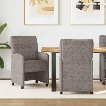 vidaXL Eetkamerstoelen met Wieltjes 2 st Faux suede leer, Huis en Inrichting, Stoelen, Verzenden, Nieuw