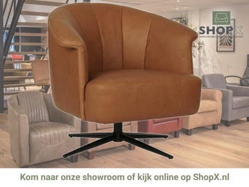 Leren draaifauteuil Embrace, Huis en Inrichting, Fauteuils, Eigentijds, Klassiek, Modern, Romantisch, Nieuw, Ophalen of Verzenden