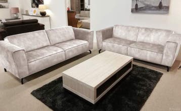 Bankstel Wolvega - rechte banken - Creme, Huis en Inrichting, Banken | Bankstellen, Nieuw, Stof