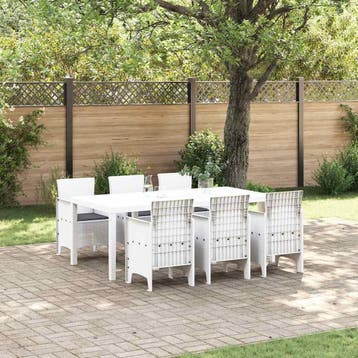 vidaXL Tuin eettafelset 7 st Wit Polypropyleen, Verzenden, Nieuw, 7 zitplaatsen